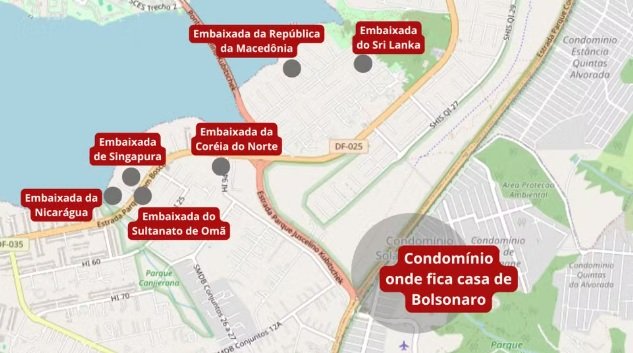 Proibição do STF: veja as embaixadas próximas à casa de Bolsonaro, em Brasília