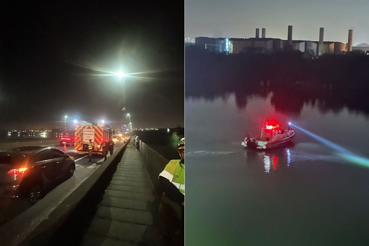 Motociclista morre após bater em mureta e cair da Ponte do Mar Pequeno, SP