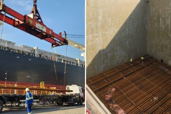 Trilhos da expansão da Linha 2-Verde do Metrô de SP chegam ao Porto de Santos