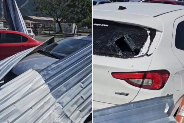 Telhado cede com ventania e atinge dezenas de carros em refinaria da Petrobras em SP; VÍDEO