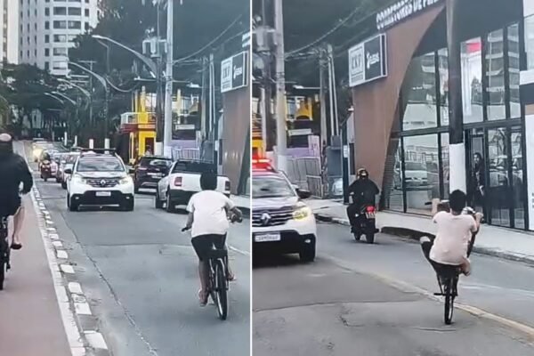 Jovens têm bicicletas apreendidas após empinar em frente a guardas no litoral de SP; VÍDEO