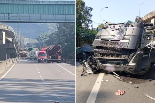Caminhoneiro morre após bater em mureta e despencar de rodovia em SP