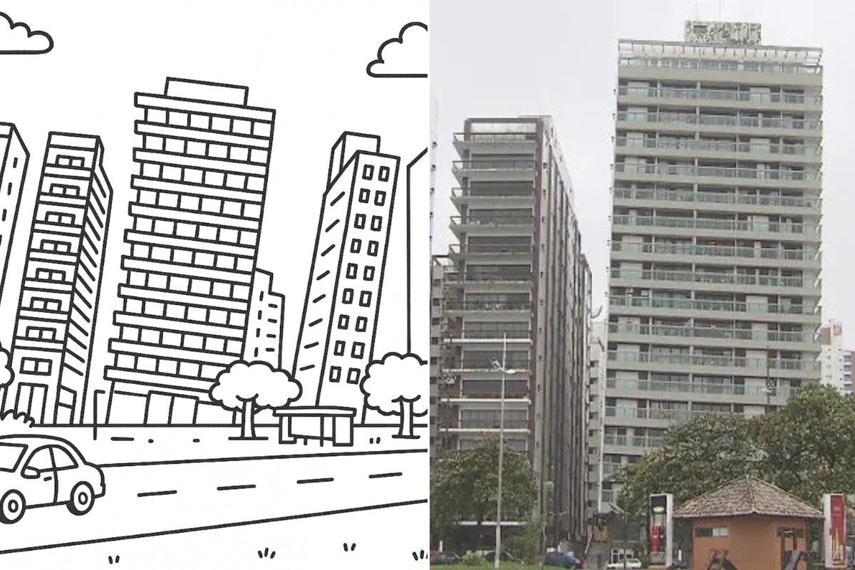 Santos ganha versão ilustrada no estilo Bobbie Goods com prédios tortos e bondinhos para colorir