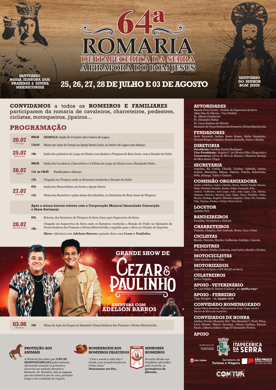 Organização divulga calendário da 64ª Romaria de Itapecerica da Serra a Pirapora do Bom Jesus