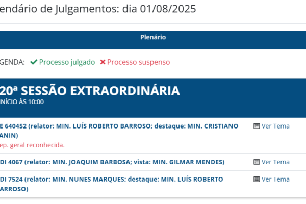 STF faz sessão extraordinária presencial nesta semana
