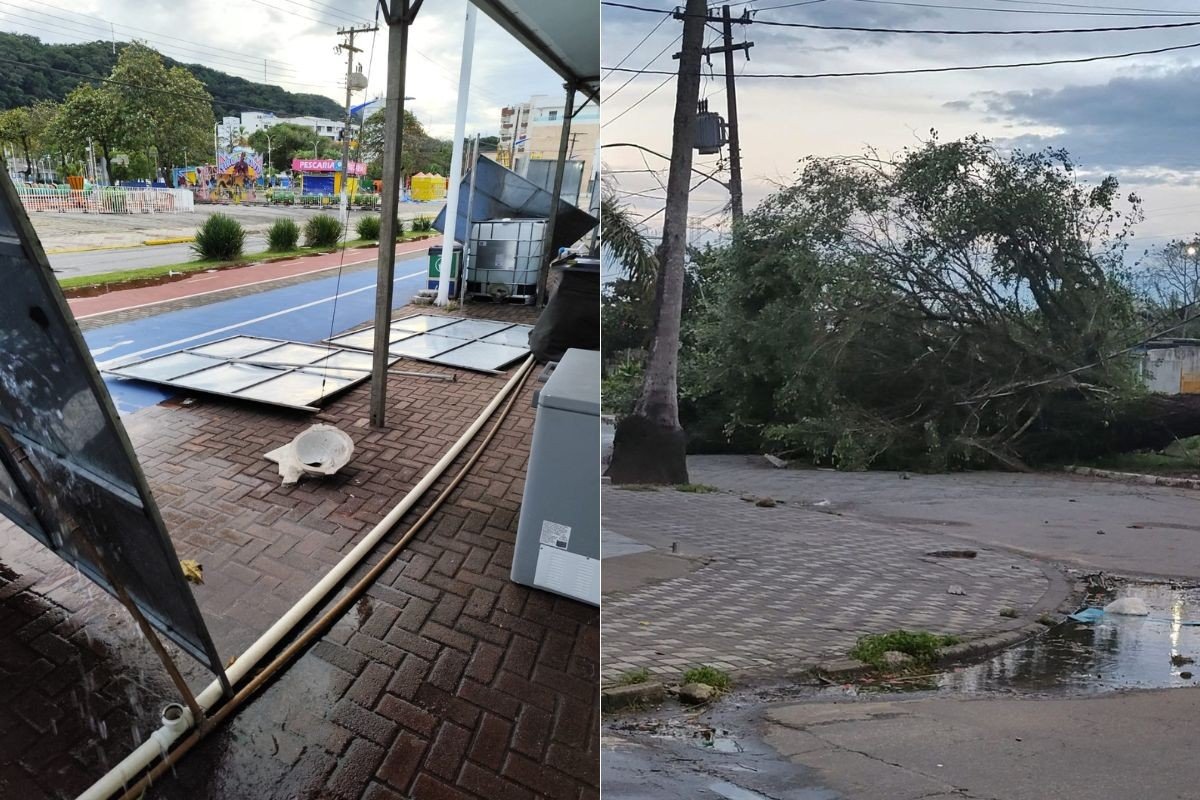 Rajadas de vento de 111km/h paralisam travessias de balsas e causam estragos no litoral de SP