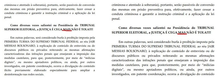 Moraes corrige erro de português em decisão sobre Bolsonaro