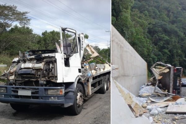 Passageiro salta de carreta sem freios na Mogi-Bertioga, que colide com carro e deixa três feridos Passageiro salta de carreta sem freios na Mogi-Bertioga, que colide com carro e deixa três feridos