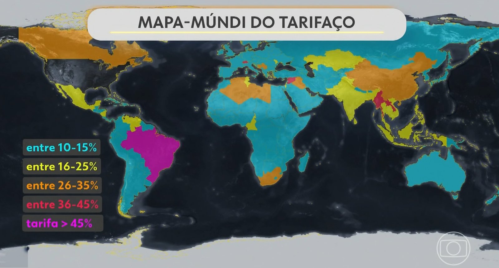 Mapa do tarifaço: veja países mais e menos afetados com novas taxas dos EUA