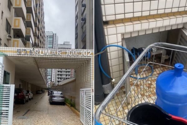 Moradores de prédio seguem sem água potável nove dias após contaminação por esgoto em Santos