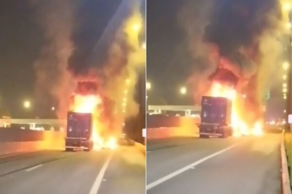 Carreta bate em caminhão-tanque e causa incêndio na rodovia Cônego Domênico Rangoni, SP