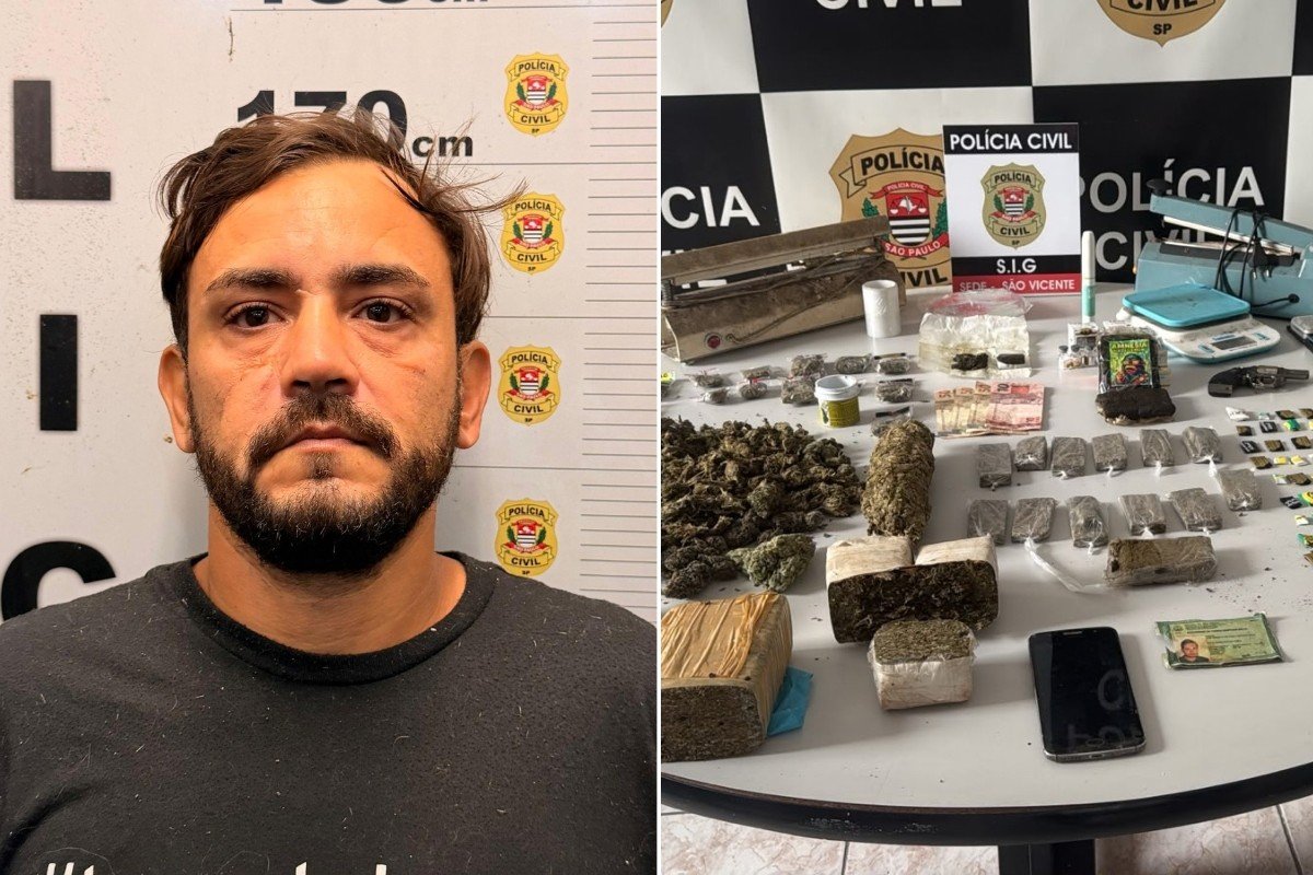 VÍDEO: Polícia acha 2 kg de drogas em parede de apartamento e prende homem no litoral de SP